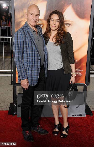 Actor Patrick Stewart and wife Sunny Ozell arrive at the premiere of Focus Features' "The Danish Girl" at Westwood Village Theatre on November 21,...