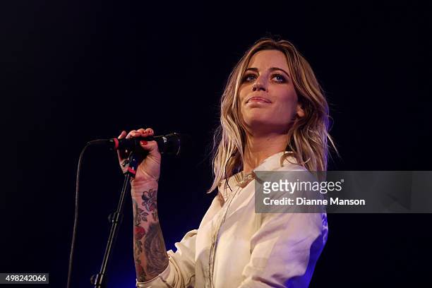 Gin Wigmore performs on stage during her Blood To Bone NZ Tour at the Civic Theatre on November 22, 2015 in Invercargill, New Zealand.