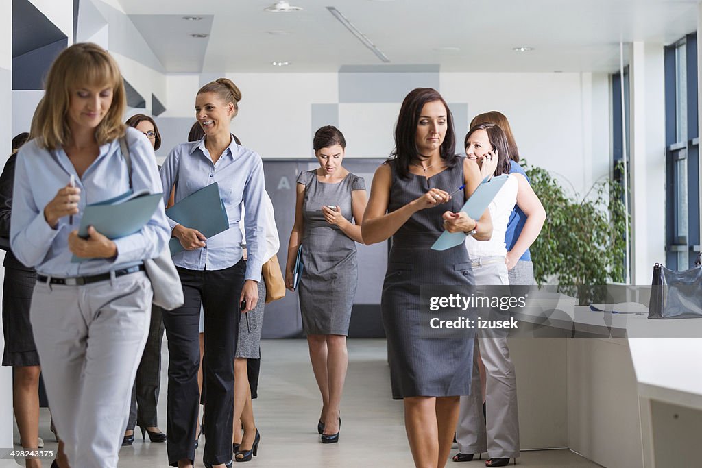 Group of businesswomen walking