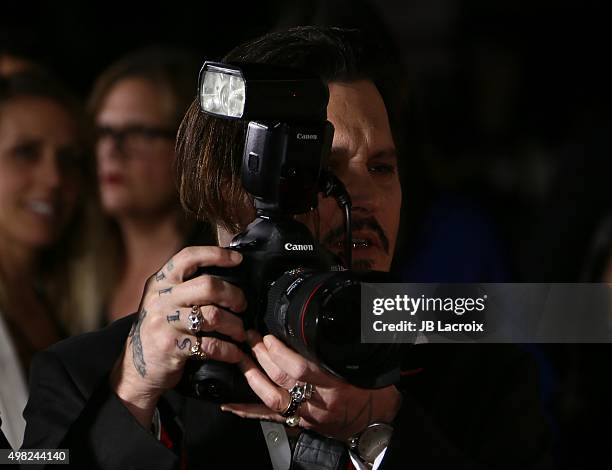 Johnny Depp attends the premiere of Focus Features' 'The Danish Girl' on November 21, 2015 in Westwood, California.