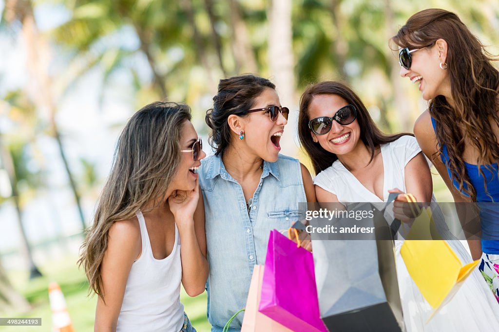 Girls having fun shopping