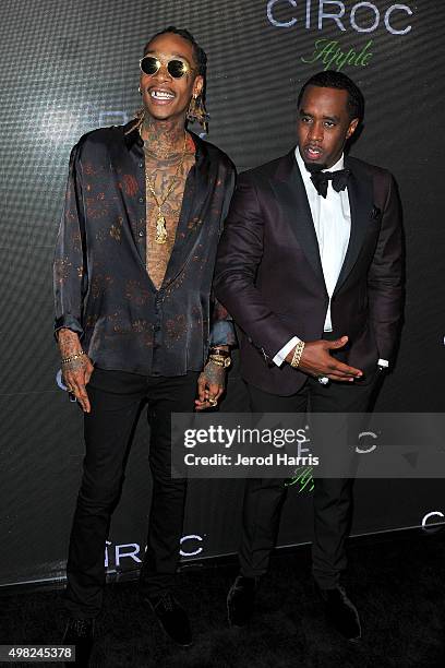 Wiz Khalifa and Sean 'Diddy' Combs arrive at Sean 'Diddy' Combs Exclusive Birthday Celebration on November 21, 2015 in Beverly Hills, California.