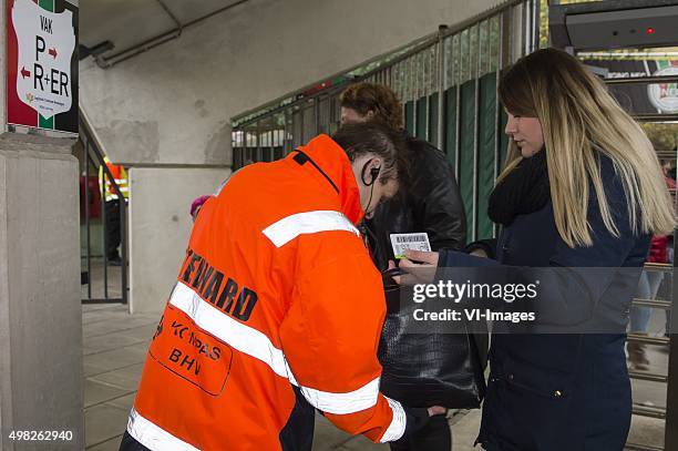 Security at the Goffert stadium during the Dutch Eredivisie match between NEC Nijmegen and FC Utrecht at the Goffert stadium on November 22, 2015 in...