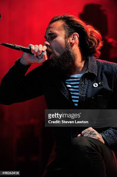 Singer Jason Aalon Butler of Letlive performs at the Downtown Las Vegas Events Center on November 21, 2015 in Las Vegas, Nevada.