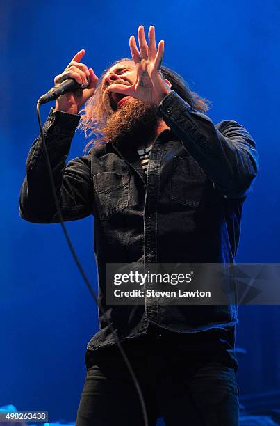 Singer Jason Aalon Butler of Letlive performs at the Downtown Las Vegas Events Center on November 21, 2015 in Las Vegas, Nevada.