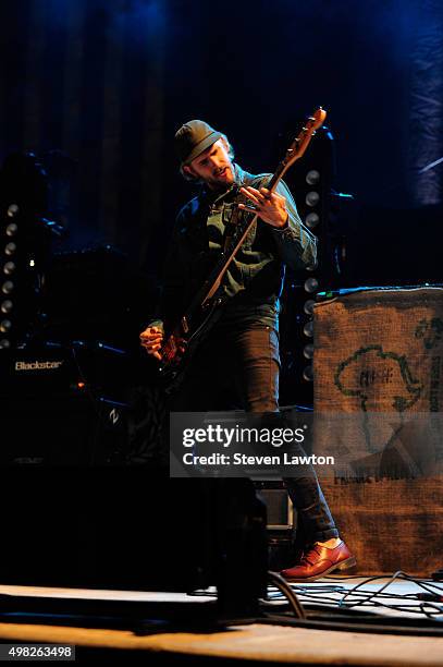 Bassist Ryan Jay Johnson of Letlive performs at the Downtown Las Vegas Events Center on November 21, 2015 in Las Vegas, Nevada.