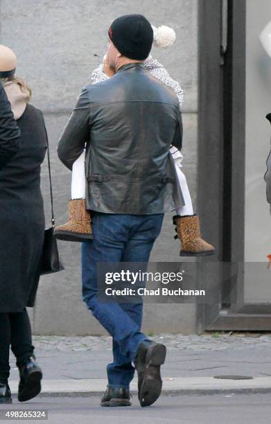 Matt Damon and his family sighted walking in Berlin-Mitte on November 22, 2015 in Berlin, Germany.