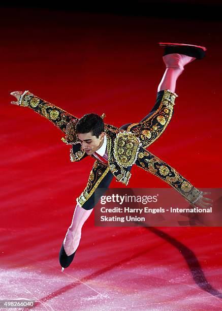 Javier Fernandez of Spain skates during the Exhibition Gala on day three of the Rostelecom Cup ISU Grand Prix of Figure Skating 2015 at the Luzhniki...