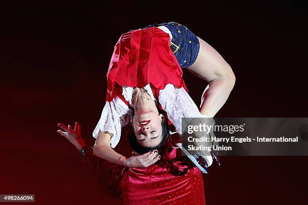 Ksenia Stolbova and Fedor Klimov of Russia skate during the Exhibition Gala on day three of the Rostelecom Cup ISU Grand Prix of Figure Skating 2015...