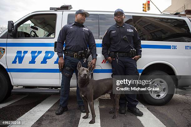 New York City Police officers from the K-9 Unit during an active shooter drill on Kenmare St. On November 22, 2015 in New York City. The drill, in...