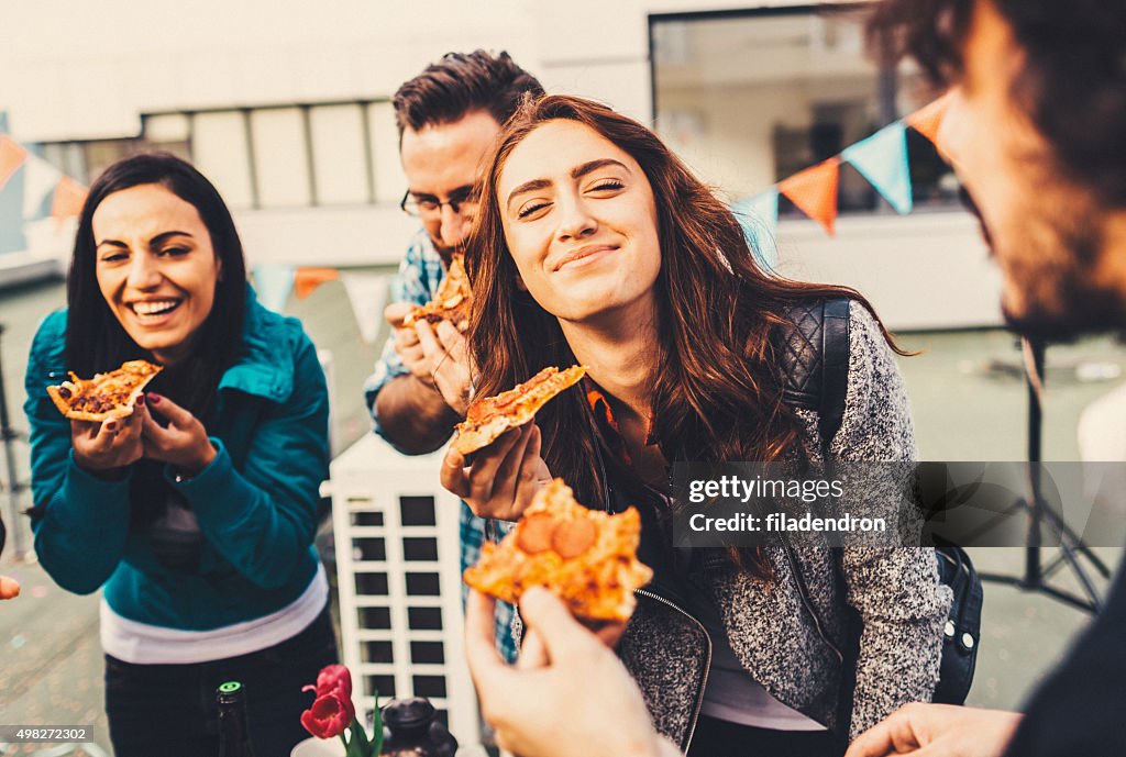 Pizza time on the roof