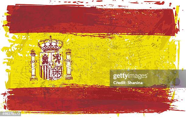 flagge von spanien an der wand - spanische flagge stock-grafiken, -clipart, -cartoons und -symbole