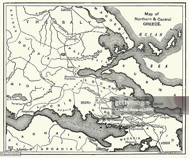 map of northern and central ancient greece - delphi stock illustrations