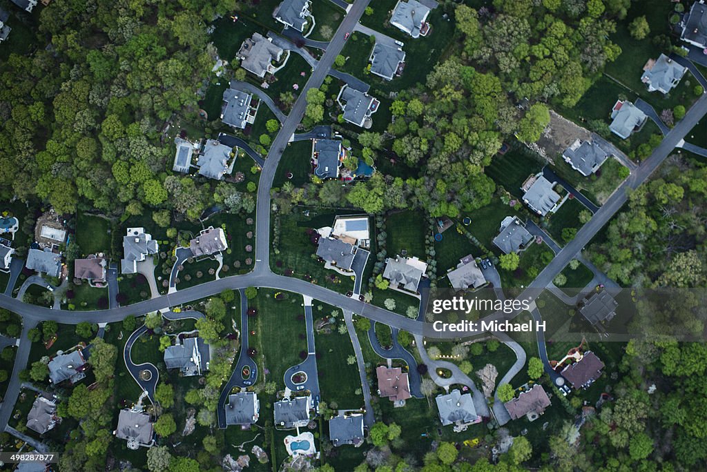 Aerial photography of suburbs, NY