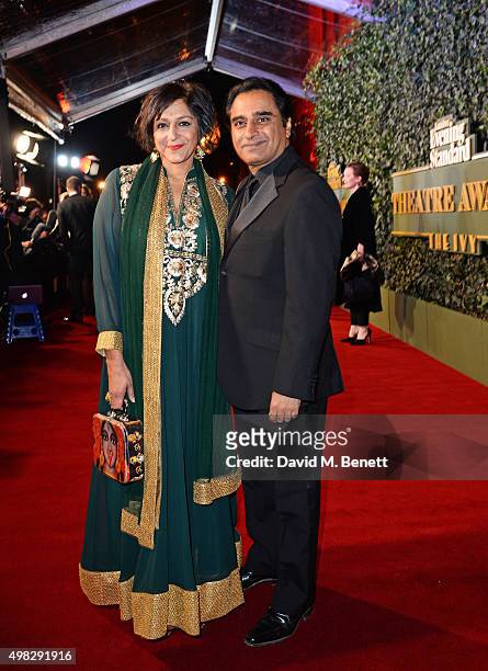 Meera Syal and Sanjeev Bhaskar arrive at The London Evening Standard Theatre Awards in partnership with The Ivy at The Old Vic Theatre on November...