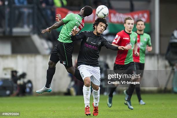 Janio Bikel of NEC Nijmegen, Yassin Ayoub of FC Utrecht during the Dutch Eredivisie match between NEC Nijmegen and FC Utrecht at the Goffert stadium...