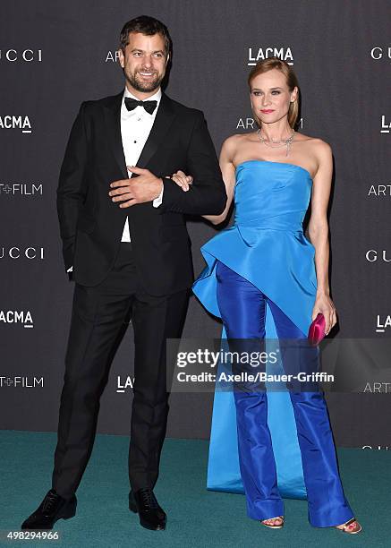 Actors Diane Kruger and Joshua Jackson arrive at the LACMA 2015 Art+Film Gala Honoring James Turrell And Alejandro G Inarritu, Presented By Gucci at...