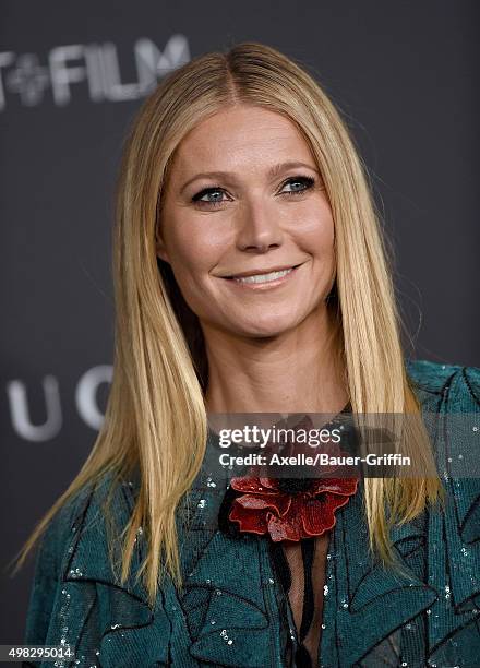 Actress Gwyneth Paltrow arrives at the LACMA 2015 Art+Film Gala Honoring James Turrell And Alejandro G Inarritu, Presented By Gucci at LACMA on...