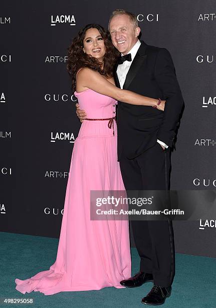 Actress Salma Hayek and Francois-Henri Pinault arrive at the LACMA 2015 Art+Film Gala Honoring James Turrell And Alejandro G Inarritu, Presented By...