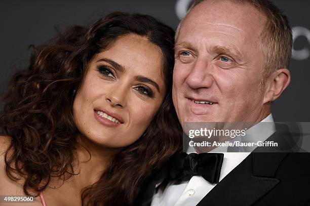 Actress Salma Hayek and Francois-Henri Pinault arrive at the LACMA 2015 Art+Film Gala Honoring James Turrell And Alejandro G Inarritu, Presented By...