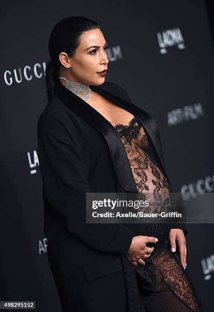 Personality Kim Kardashian West arrives at the LACMA 2015 Art+Film Gala Honoring James Turrell And Alejandro G Inarritu, Presented By Gucci at LACMA...