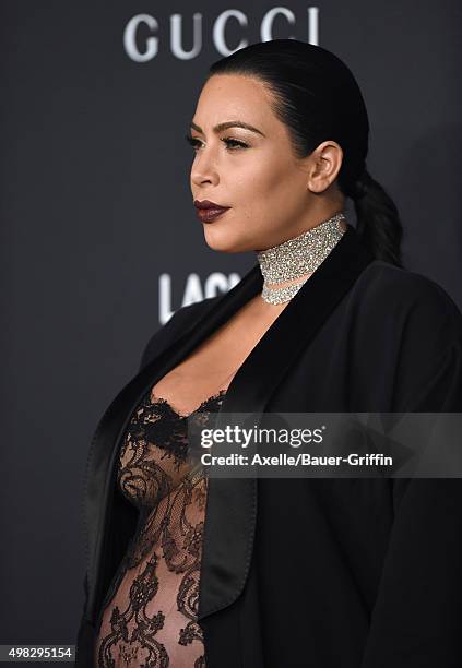 Personality Kim Kardashian West arrives at the LACMA 2015 Art+Film Gala Honoring James Turrell And Alejandro G Inarritu, Presented By Gucci at LACMA...