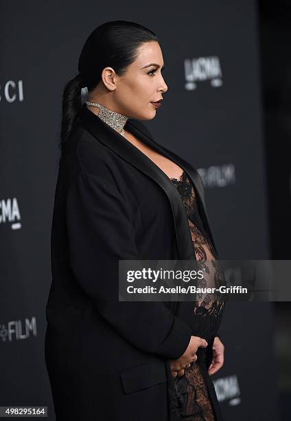 Personality Kim Kardashian West arrives at the LACMA 2015 Art+Film Gala Honoring James Turrell And Alejandro G Inarritu, Presented By Gucci at LACMA...