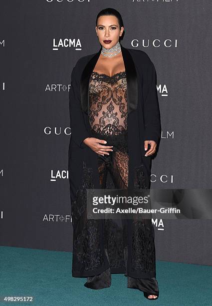 Personality Kim Kardashian West arrives at the LACMA 2015 Art+Film Gala Honoring James Turrell And Alejandro G Inarritu, Presented By Gucci at LACMA...