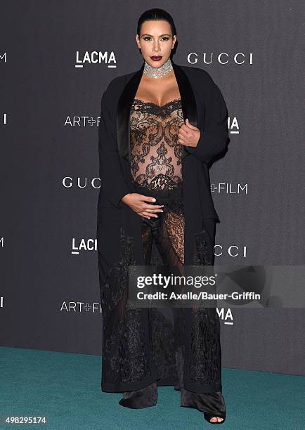 Personality Kim Kardashian West arrives at the LACMA 2015 Art+Film Gala Honoring James Turrell And Alejandro G Inarritu, Presented By Gucci at LACMA...