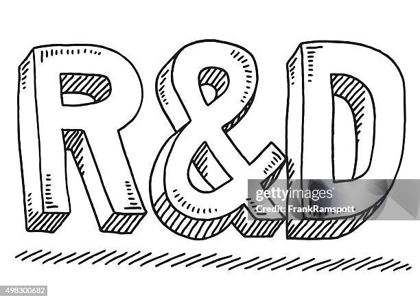 research and development text drawing - ampersand stock illustrations