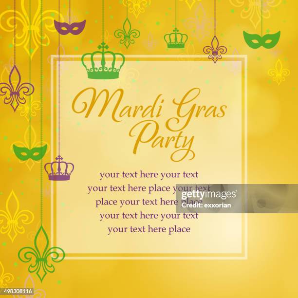 mardi gras square sharp message board - mask hanging stock illustrations