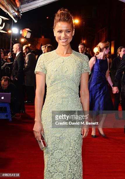 Gugu Mbatha-Raw arrives at The London Evening Standard Theatre Awards in partnership with The Ivy at The Old Vic Theatre on November 22, 2015 in...