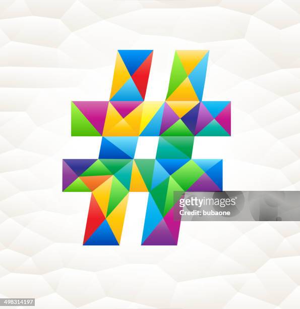stockillustraties, clipart, cartoons en iconen met hastag on triangular pattern mosaic royalty free vector art - hashtag
