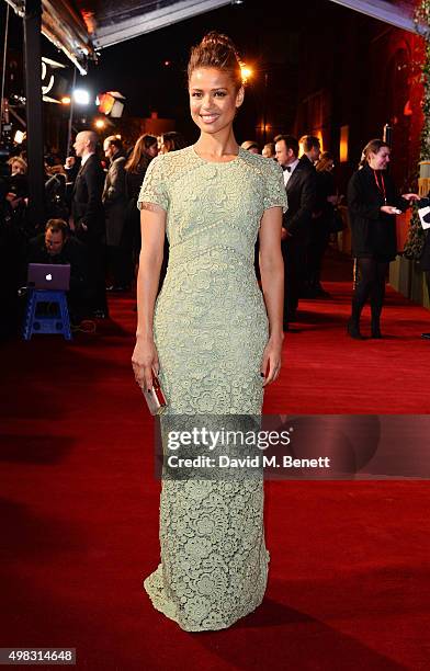 Gugu Mbatha-Raw arrives at The London Evening Standard Theatre Awards in partnership with The Ivy at The Old Vic Theatre on November 22, 2015 in...