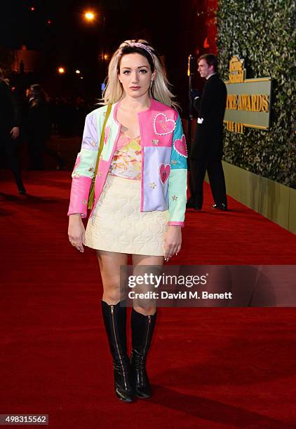 Louby McLoughlin arrives at The London Evening Standard Theatre Awards in partnership with The Ivy at The Old Vic Theatre on November 22, 2015 in...