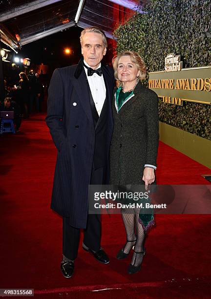 Jeremy Irons and Sinead Cusack arrive at The London Evening Standard Theatre Awards in partnership with The Ivy at The Old Vic Theatre on November...