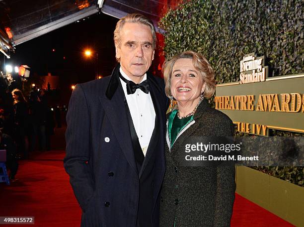 Jeremy Irons and Sinead Cusack arrive at The London Evening Standard Theatre Awards in partnership with The Ivy at The Old Vic Theatre on November...