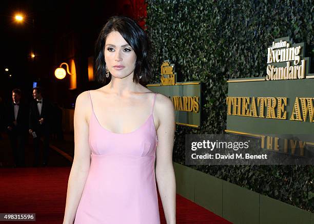 Gemma Arterton arrives at The London Evening Standard Theatre Awards in partnership with The Ivy at The Old Vic Theatre on November 22, 2015 in...