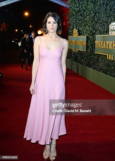 Gemma Arterton arrives at The London Evening Standard Theatre Awards in partnership with The Ivy at The Old Vic Theatre on November 22, 2015 in...