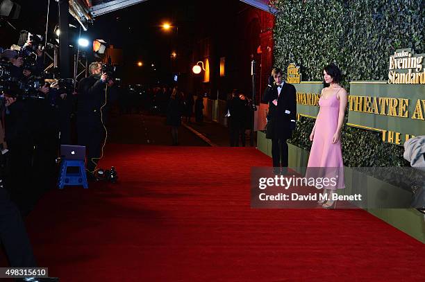 Gemma Arterton arrives at The London Evening Standard Theatre Awards in partnership with The Ivy at The Old Vic Theatre on November 22, 2015 in...