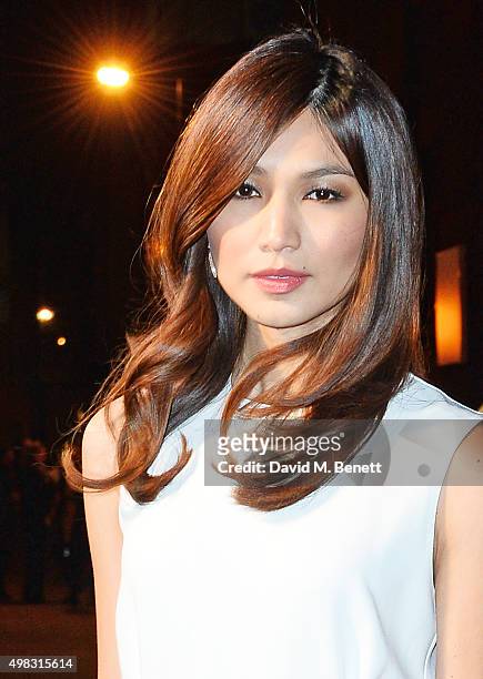 Gemma Chan arrives at The London Evening Standard Theatre Awards in partnership with The Ivy at The Old Vic Theatre on November 22, 2015 in London,...