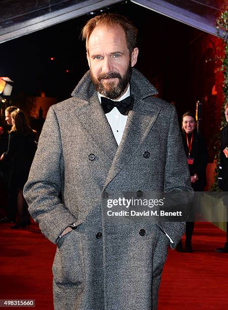 Ralph Fiennes arrives at The London Evening Standard Theatre Awards in partnership with The Ivy at The Old Vic Theatre on November 22, 2015 in...