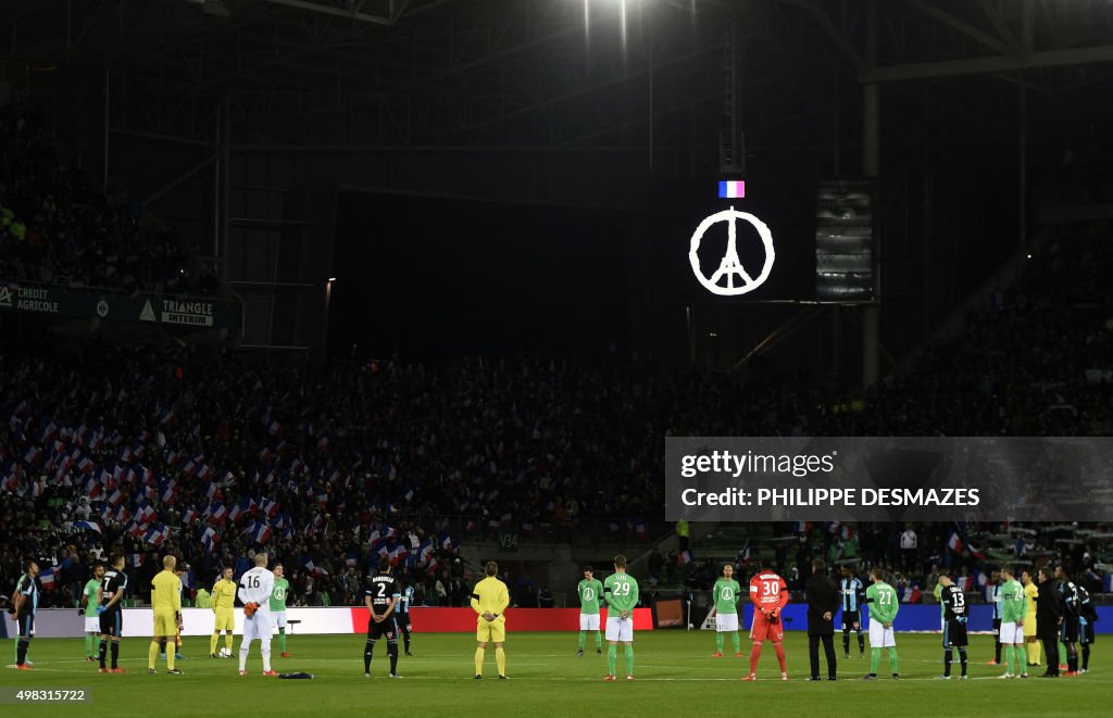 FBL-FRA-LIGUE1-SAINT-ETIENNE-MARSEILLE-FRANCE-ATTACKS-TRIBUTE