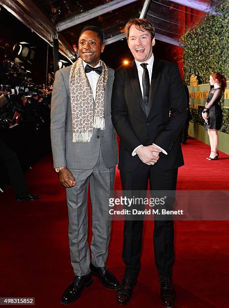 Matt Henry and Killian Donnelly arrive at The London Evening Standard Theatre Awards in partnership with The Ivy at The Old Vic Theatre on November...