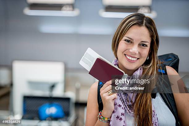 happy woman traveling - portraits of people passport stock pictures, royalty-free photos & images