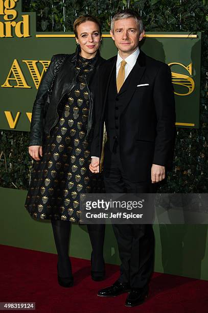 Amanda Abbington and Martin Freeman attend the Evening Standard Theatre Awards at The Old Vic Theatre on November 22, 2015 in London, England.