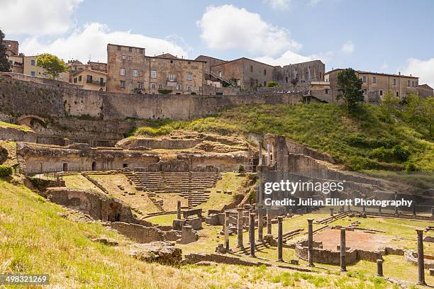 the roman theatre in volterra, tuscany. - ボルテラ ストックフォトと画像