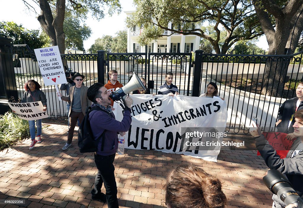 Activists Protest Against Texas Gov. Greg Abbott's Refusal Of Syrian Refugees