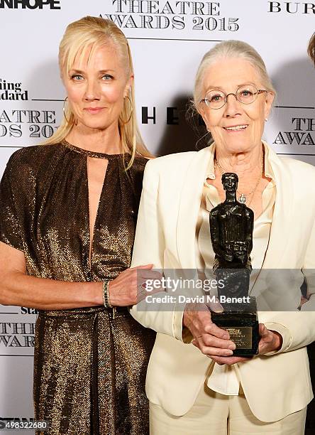 Vanessa Redgrave , winner of the Editor's Award in partnership with The Ivy, poses in front of the Winners Boards with daughter Joely Richardson at...