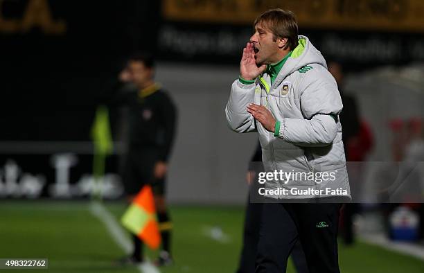 Rio Ave FC's coach Pedro Martins in action during the Taca de Portugal match between FC Pacos de Ferreira and Rio Ave FC at Estadio da Mata Real on...